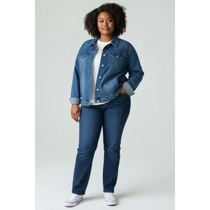 Isabella Rodriguez Womens Denim Jacket Blue Rhinestone‎ Embellished Collar 2X